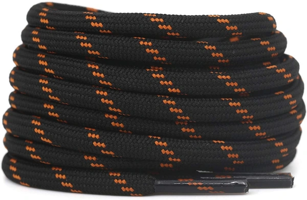 GRAH SANGRAH® (2 Pair) Shoelaces for Hiking Shoes, Outdoor Walking Sneakers, Outdoor Hiking, Climbing, Basketball, Work Boot, Running , Sport Shoes - 120 cm, Black Orange